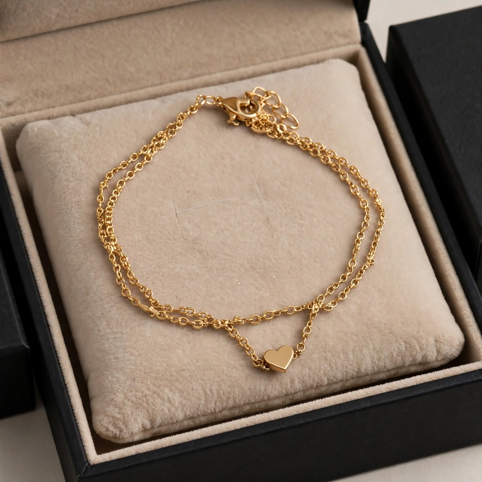 girl wearing gold heart double chain anklet payal - bridal pazaib lifestyle