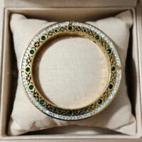 Vintage Open Bangle Gold Plated Green Zirconia for Women New - Image 4