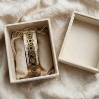 Vintage Open Bangle Gold Plated Green Zirconia for Women New - Image 2