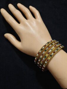 Multi-Color Zircon Bangles Gold Plated Party Wear Kada for Women - 4 Pcs Bridal Wedding Kada Set