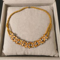 golden-double-strand-beaded-necklace-floral-detail