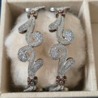 Silver Zircon Kada Bangles - White Shine One Carat
