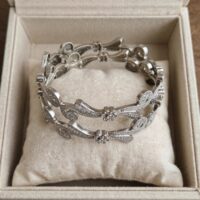 Silver Zircon Kada Bangles - White Shine One Carat - Image 4