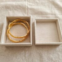 Wavy Leaf Gold Plated Bangles Pair - Anti-Tarnish | StyleSense - Image 3